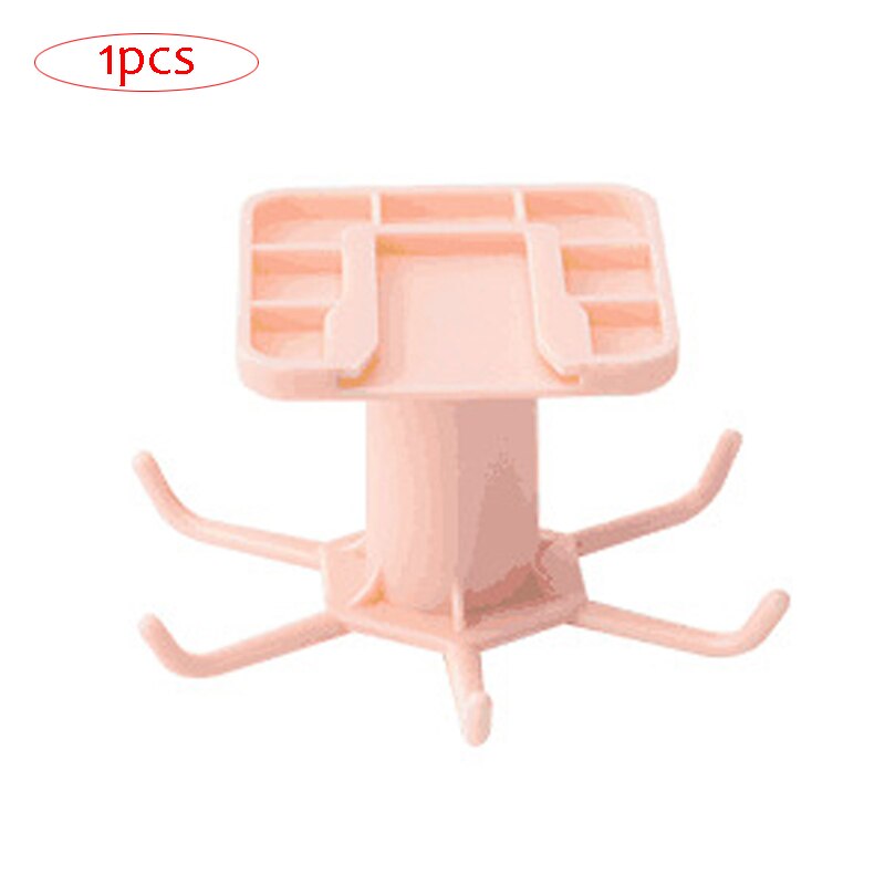 Kitchen Rotary Hook Wall Mounted Kitchenware Hook Up Storage Rack Spoon Hanger Storage Rack Accessories Cabinet Organizer: 1PCS-Pink