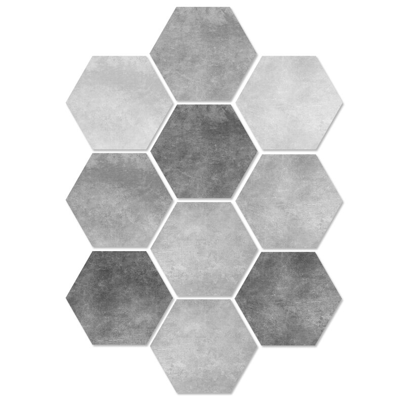 Cement Zwart Wit Grijs Badkamer Zeshoekige Waterdichte Slijtvaste Vloer Stickers Art Diagonaal Badkamer Decoratieve Sticker: Default Title