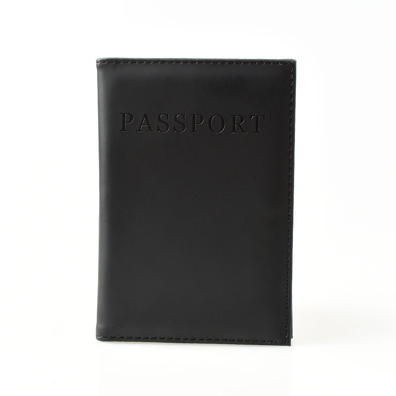 DIKEDAKU Simple Women Passport Cover Pink Travel Pu Leather Passport Holder Wallets Solid Girls Protect Passport Pocket: Black