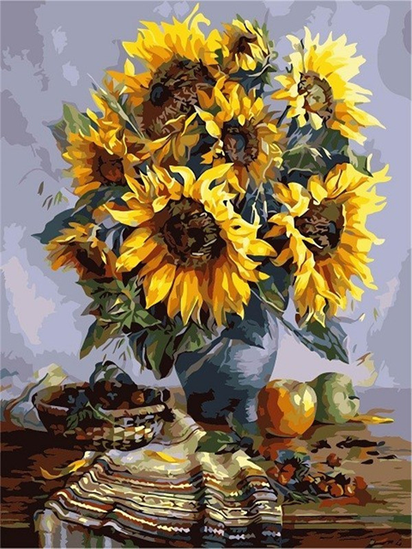 AZQSD 40x50cm Oil Painting By Numbers Flowers Pictures Paint By Number Canvas Vase Kits Painting For Living Room Home Decor: SZGD673