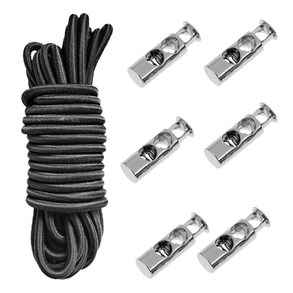 5m Elastic Bungee Rope Shock Cord Tie Down+6 Pieces Barrel 2 Hole Cordlocks