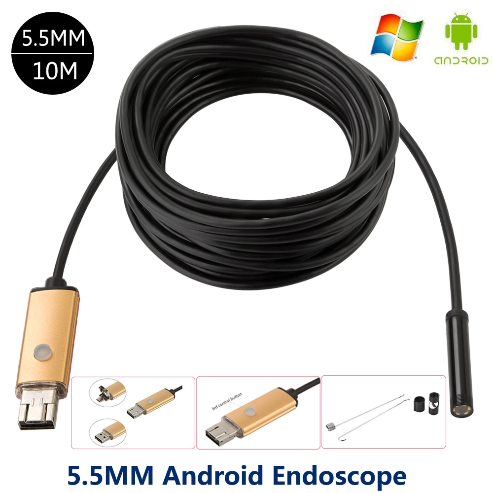 Phone Android Endoscope Waterproof Borescope Micro USB Inspection Video Camera 5.5mm lens 5m/ 10m Hd 640*480 For Smartphone