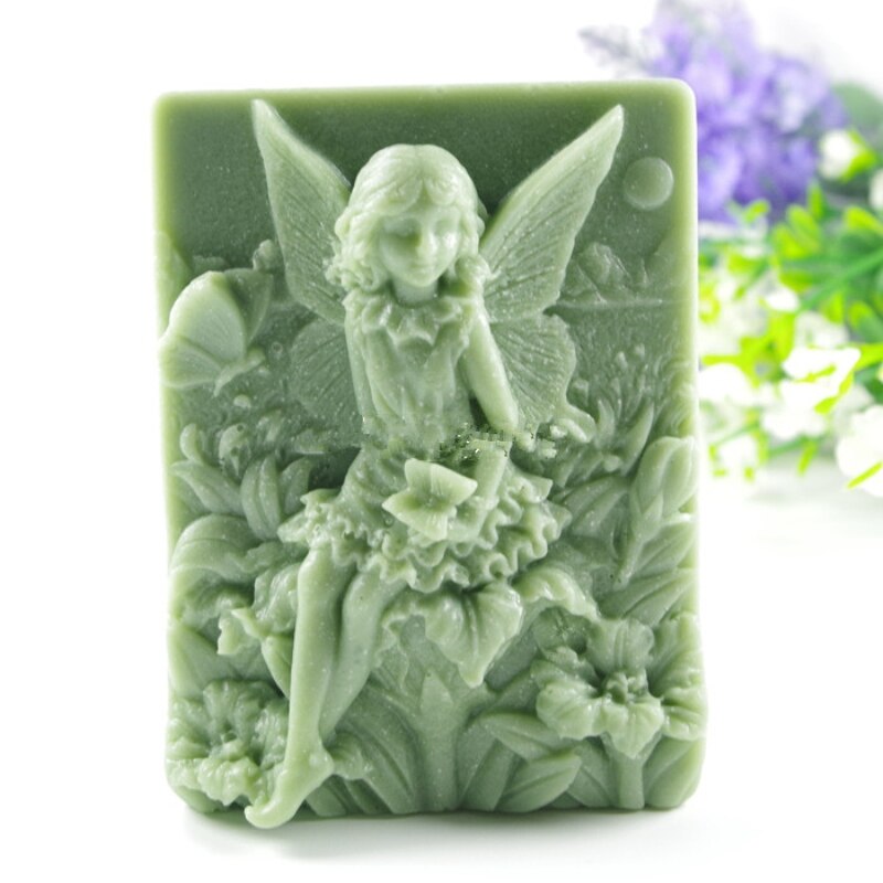 Flower Angel Girl Rechthoek Siliconen Zeep Mal 3D Fondant Bakvorm Handgemaakte Zeep Bloemen Badkamer Keuken Benodigdheden