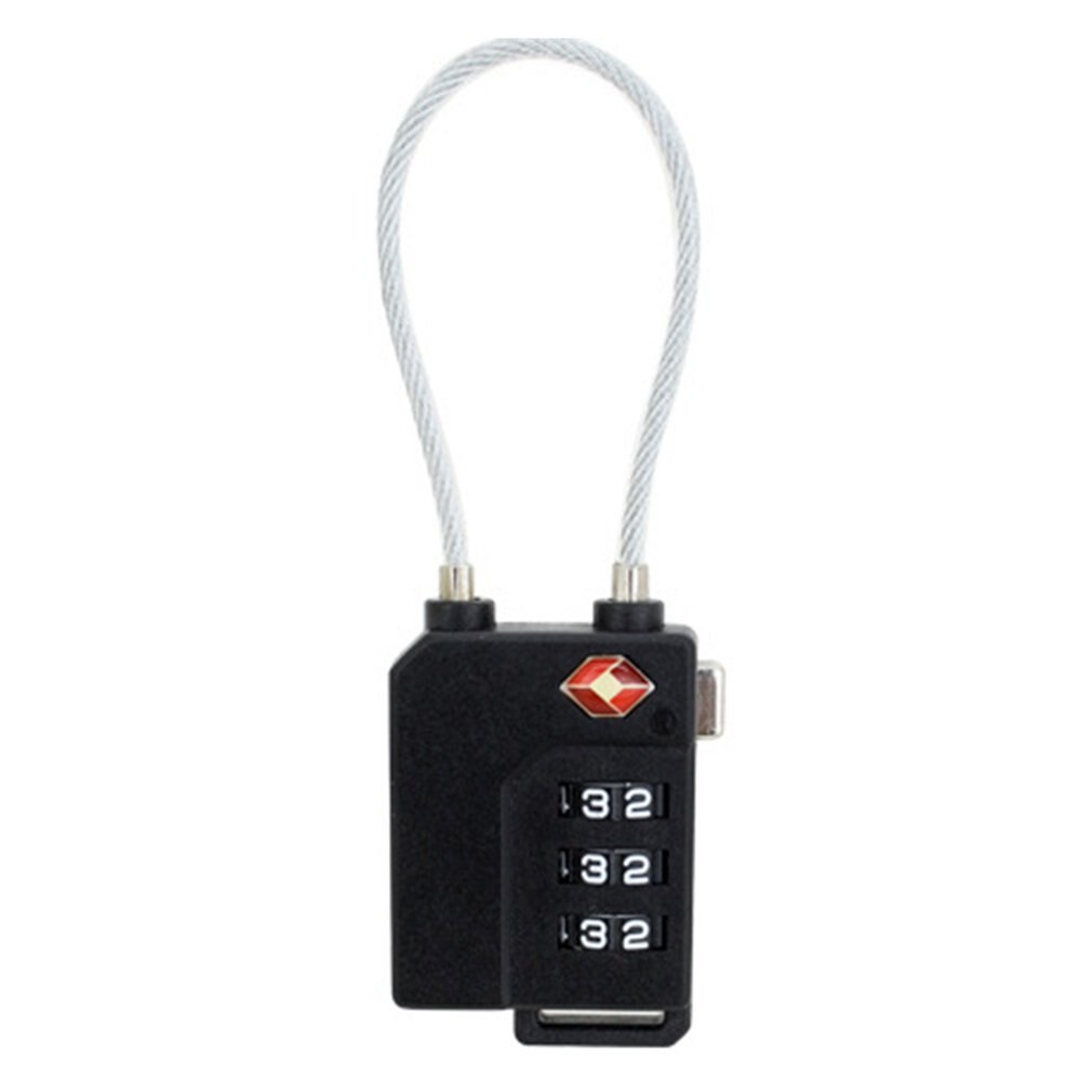 Fast 3 Digit Password Lock Steel Wire Security Lock Suitcase Luggage Coded Lock Cupboard Cabinet Locker Padlock: black