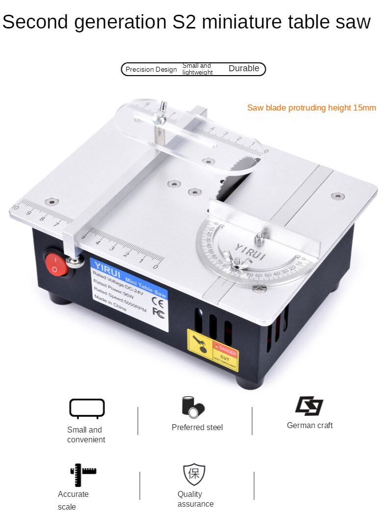 S2 desktop miniature table saw aluminum alloy mini small table saw DIY small cutting machine
