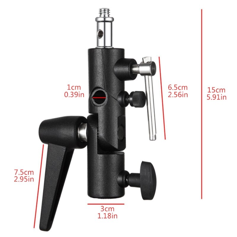 H-Vorm Metalen Paraplu Softbox Holder Flash Bracket Adapter Verstelbare Voor 1/4 &quot;3/8&quot; Lamp Light Stand Mount statief