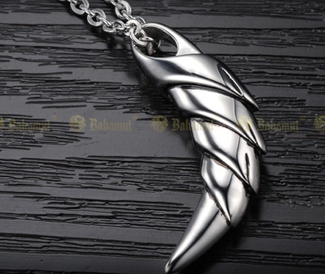 Bahamut Stainless Steel Fenrir Wolf Tooth Pendant Necklace Norse Mythology