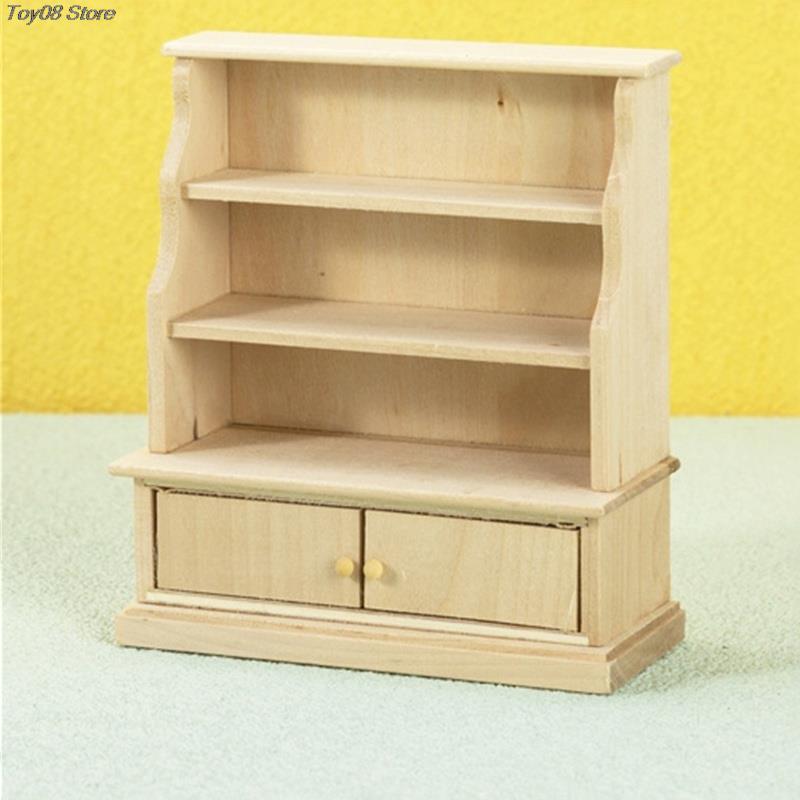 1:12 dukkehuse miniature håndlavede træreoler skab opbevaringsskab hylde reol møbler model arbejdsværelse stue scene indretning