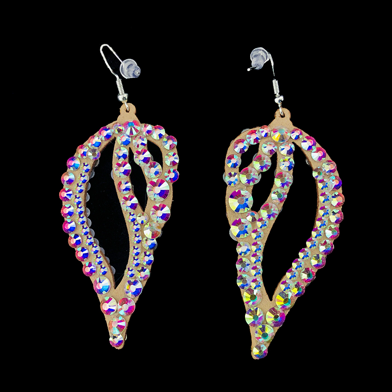 Brinco de dança do ventre feminino, acessórios de joias gitanas, fantasia de dançarina, brilho, strass, lados duplos, 2 pares/p