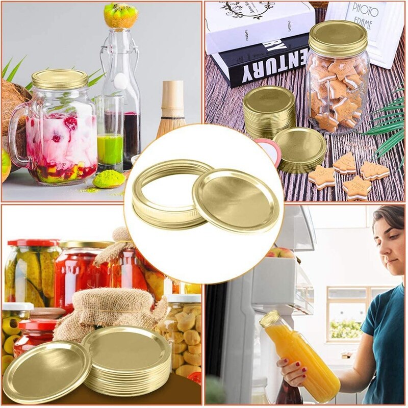 10Set 70Mm Inblikken Deksels Split-Type Deksels Herbruikbare Lekvrije Opslag Solid Caps Metalen Inblikken Deksels Lek proof, goud