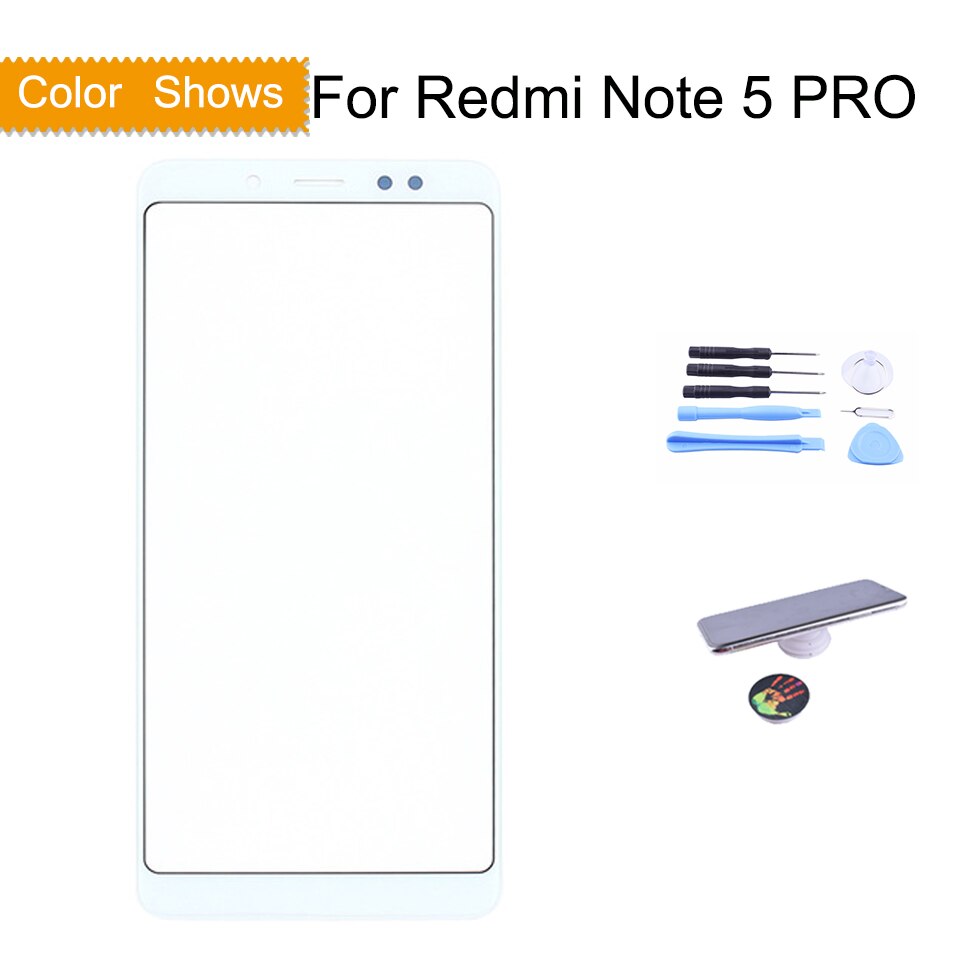 Original para xiaomi redmi nota 5 pro nota 5 note5 painel da tela de toque frontal exterior lente vidro touchscreen nenhum lcd sem digitador: 5Pro White with gift