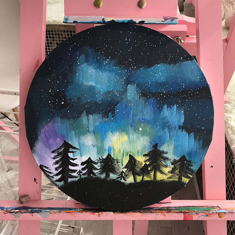 20/30/40cm Wooden Painting Frame Round Canvas Boards DIY Painting Stretched Blank Cotton Canvas Panels
