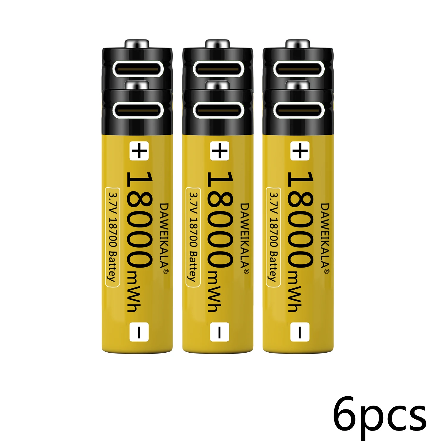 18650 Battery USB Type-C 18700 3.7V 18000mWh USB Rechargeable Li-ion Battery for Flashlight Electric Mobile phone Toy Battery: Red