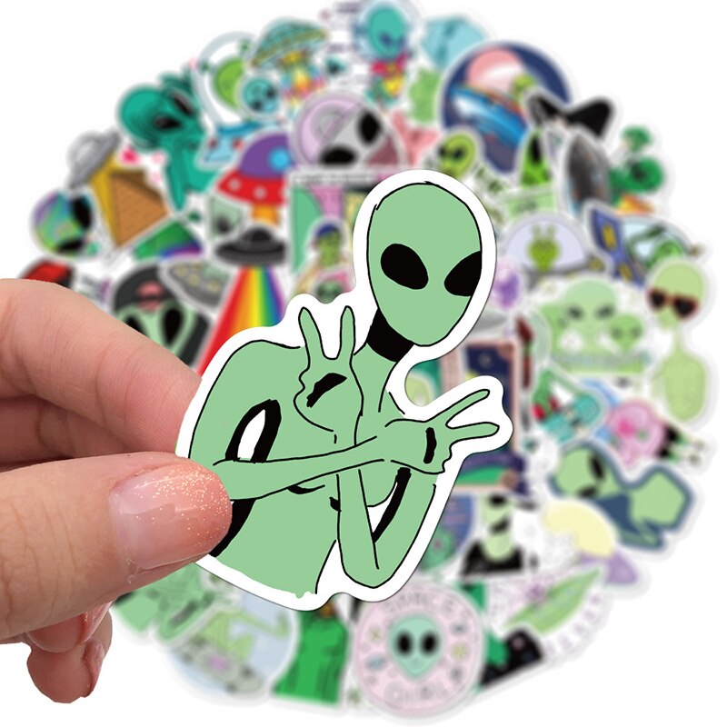 50Pcs Outer Space Toys Stickers Kinderen Alien Ufo Ruimte Planeet Sticker Voor Scrapbooking Skateboard Waterdicht Sticker