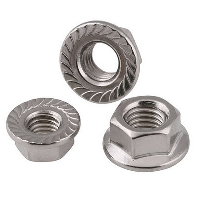 Links Schroefdraad Hex Flens Moer A2-70 Roestvrij Staal Gekarteld Lock Moer M5 M6 M8 M10 M12