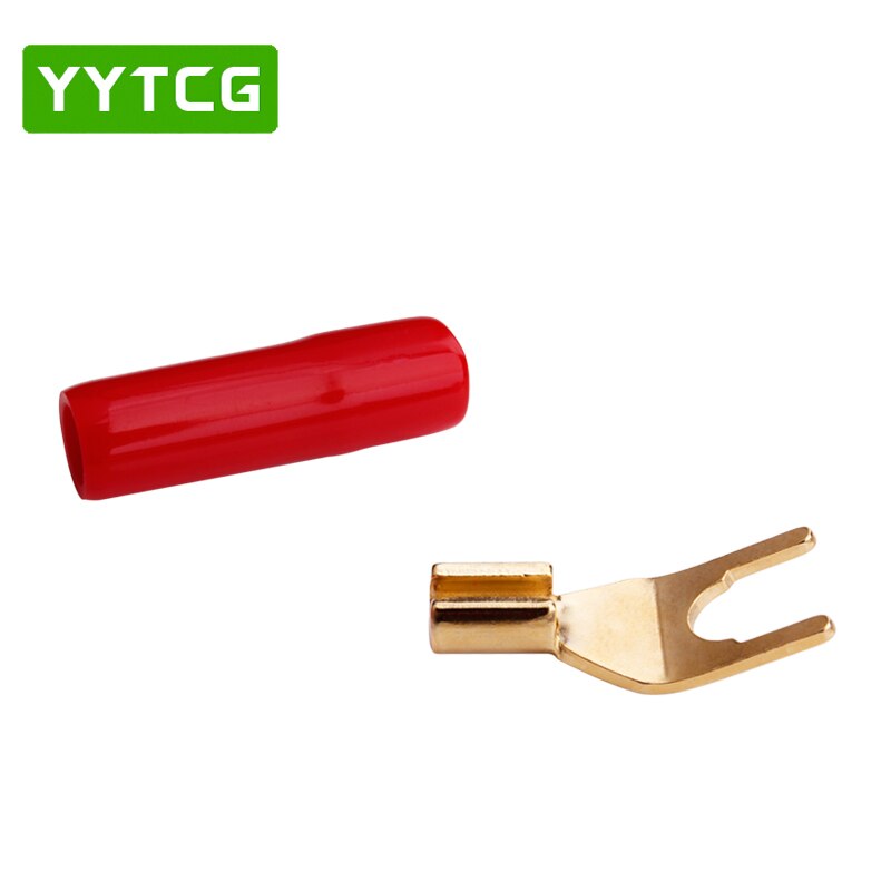 YYTCG 8 pièces en Cuivre plaqué Or Fiches Bananes U/Type Y de Connecteur Banane Connecteur de Fil De Haut-Parleur Avec Poignée En Plastique Ca