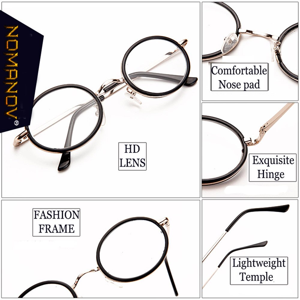 Nomanov = lunettes de lecture rondes vintage rétro multicouches à monture intégrale en alliage de luxe pour hommes et femmes  +0.75 +1 +1.25 +1.5 +1.75 +2to+4