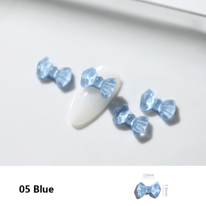 10 Uds. De lazos 3D para decoración de uñas, accesorios de manicura para manicura, adornos japoneses de colores, Semi transparentes: 05 blue