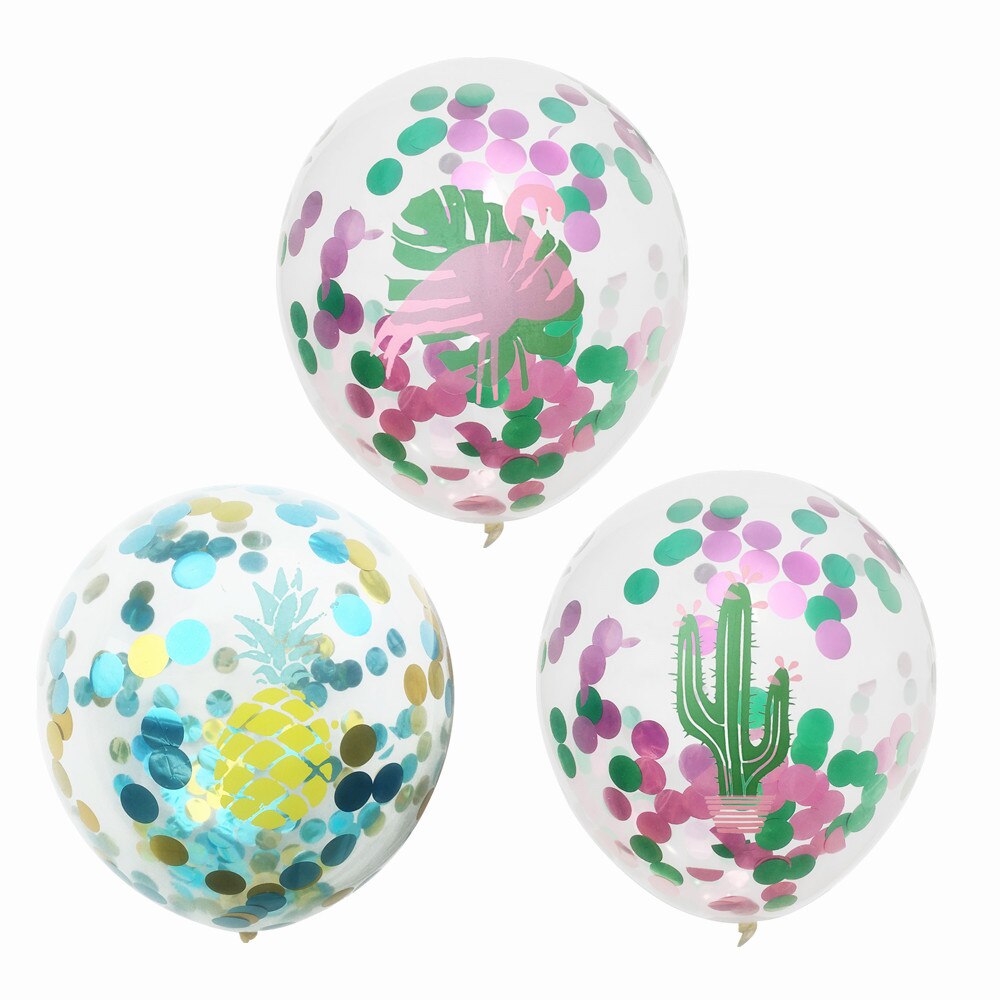 Tropical Party Theme Balloons 5Pcs Flamingo Monstera Cactus Pineapple Confetti Balloon Birthday Party Baby Shower Wedding Decor