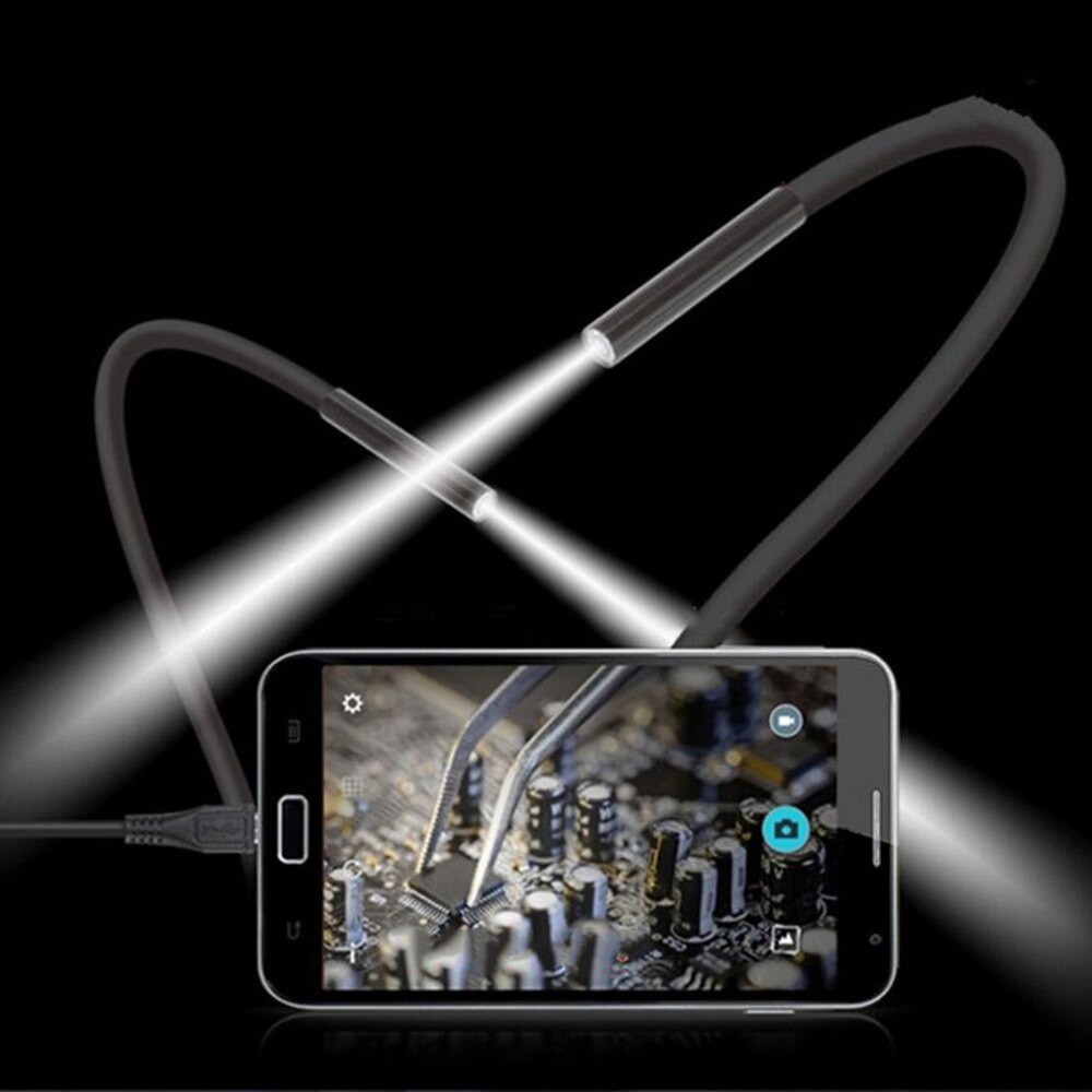 Cámara endoscópica USB Android lente de 8mm 1/2/3.5/5m 720P tubo de serpiente Flexible inspección endoscopio teléfono y PC boroscopio