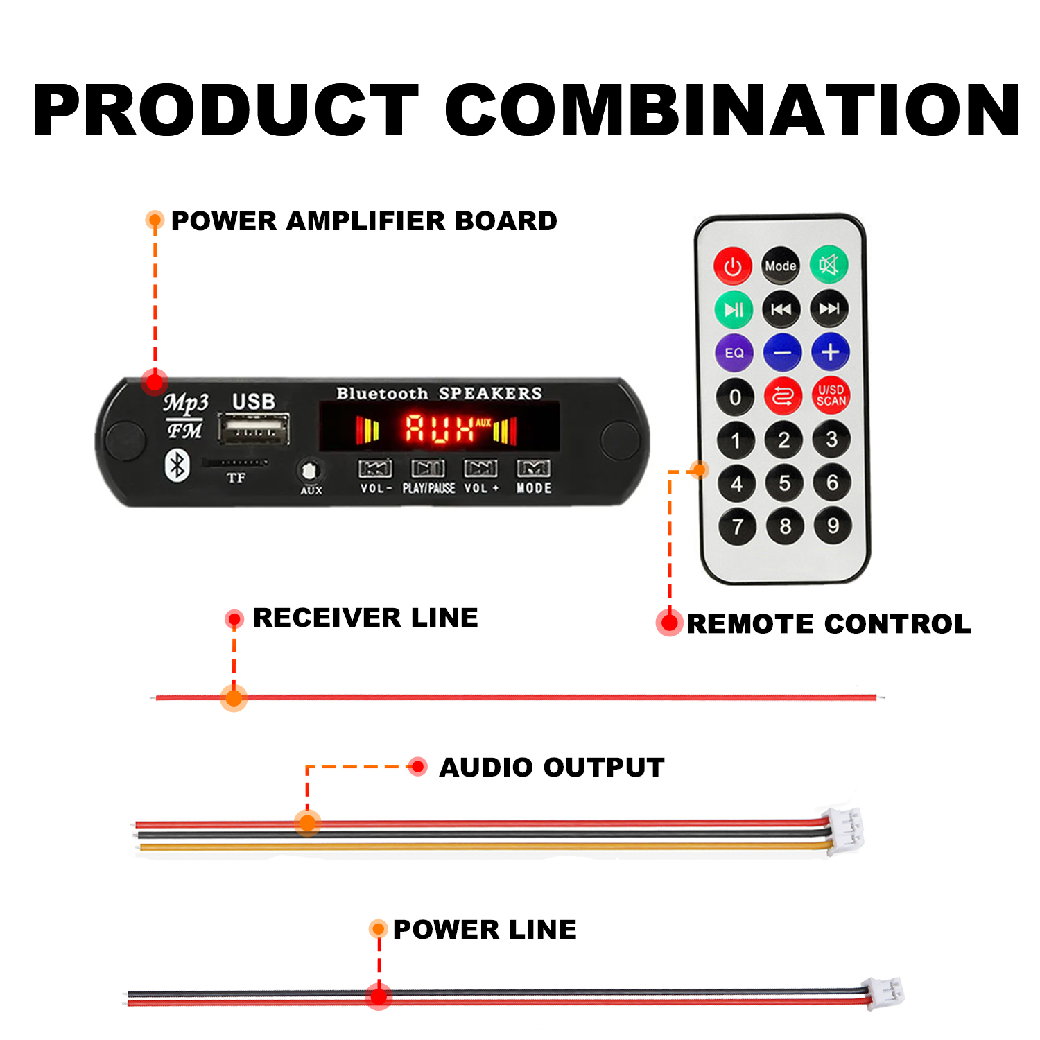 12V Bluetooth 5.0 Odtwarzacz MP3 Bezprzewodowa płyta dekodera Przełączanie folderów USB TF FM Radio Moduł wywołania Zestaw samochodowy do głośnika