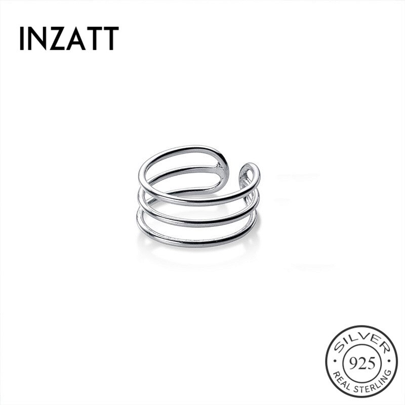 INZATT Real 925 Sterling Silver Geometric Adjustable Ring For Women Party Fine Jewelry Minimalist Accessories Cute