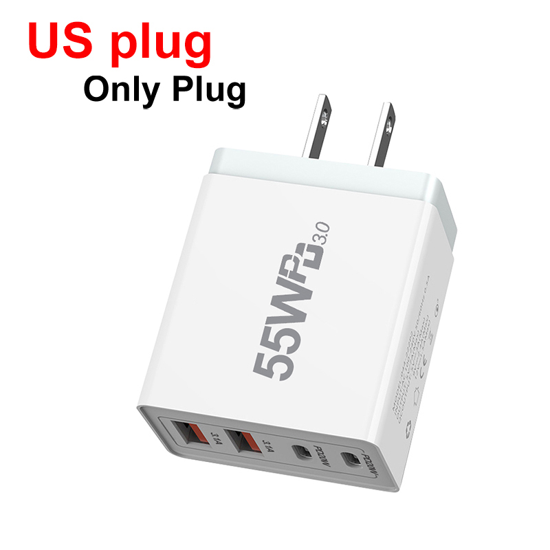 EU/US/UK/AU-stekker USB-oplader Quick Charge 3.0 voor telefoonadapter voor iPhone 13 Pro Max Draagbare wandlader Snelle oplader type c: Kr