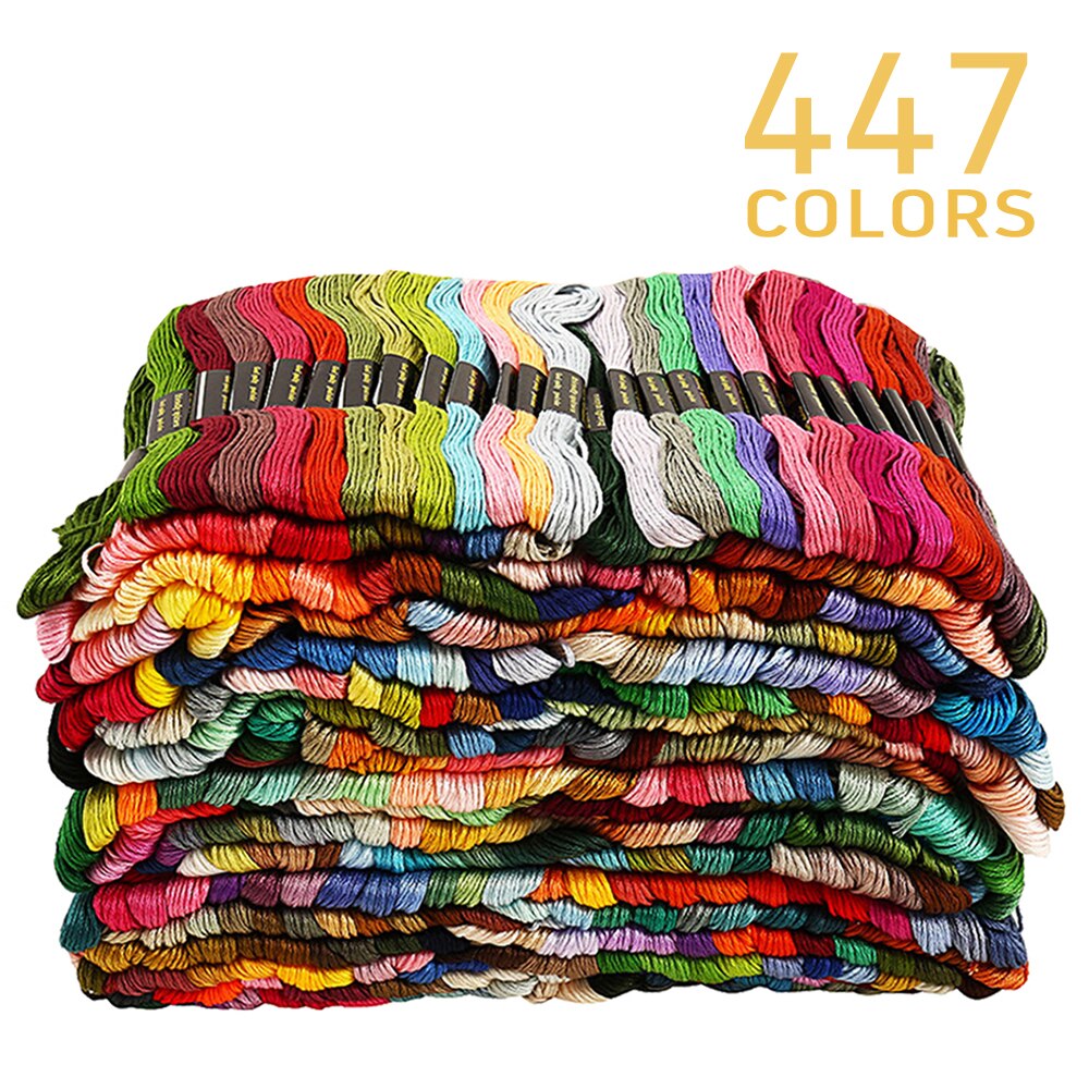 447 stücke Mix Farben Baumwolle Nähen Stränge Kreuz Stich Stickerei Gewinde Floss Kit DIY Nähen Werkzeuge: Default Title