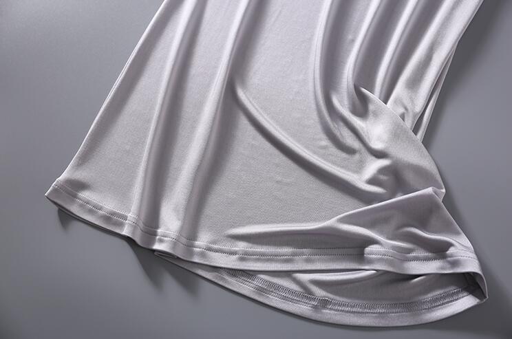 Kvinder& #39 ; s 50%  silke 50%  viskose strik stretchy korte ærmer hel slip nattøj natkjole natkjole  xs327