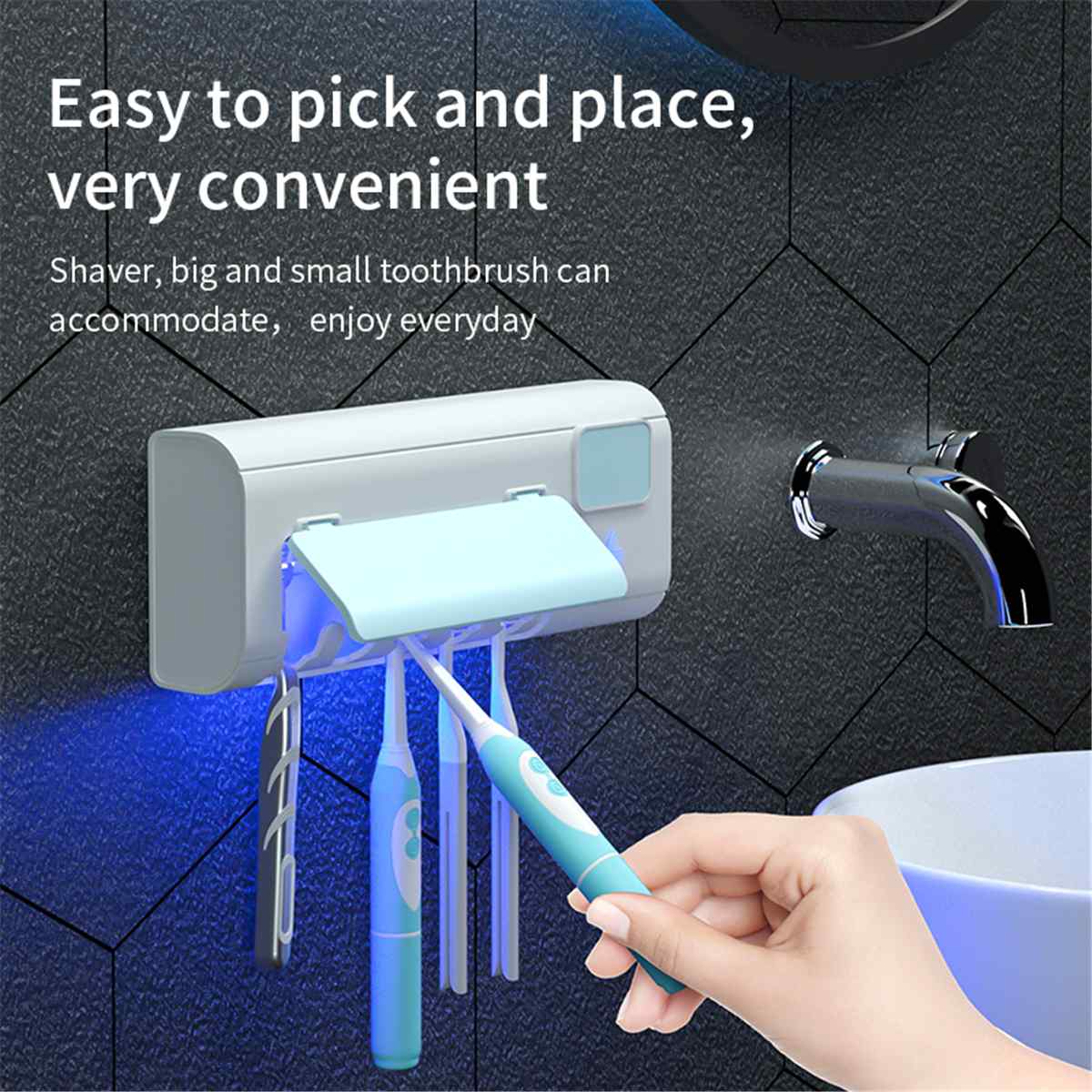 Ultraviolet Toothbrush Sterilizer UV Light Toothpaste Dispenser Sterilizer Wall Mounted Holder Toothbrush Holder Cleaner