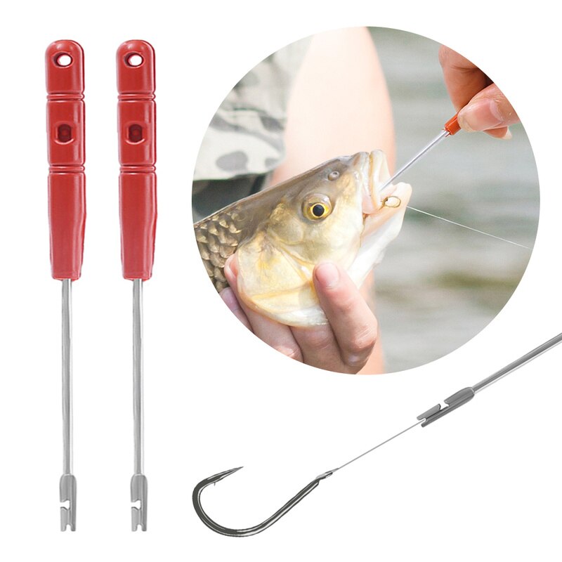 2pcs Fishing Hook Remover Stainless Steel Tackle Rapid Safety Extractor Fishing Hook Detacher Fish Tackles Fishing Accessories