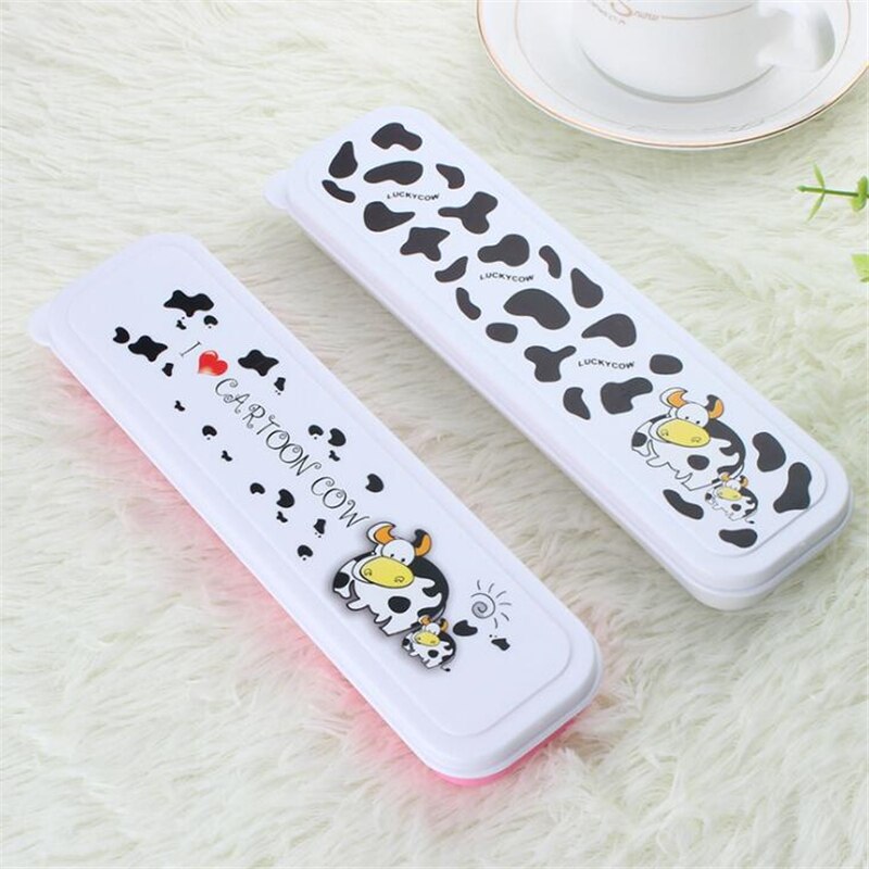 Baby kinderen schattige vork lepel bestekset cartoon keramische handgreep roestvrij staal kinderen eetstokjes vork bestek draagbaar servies