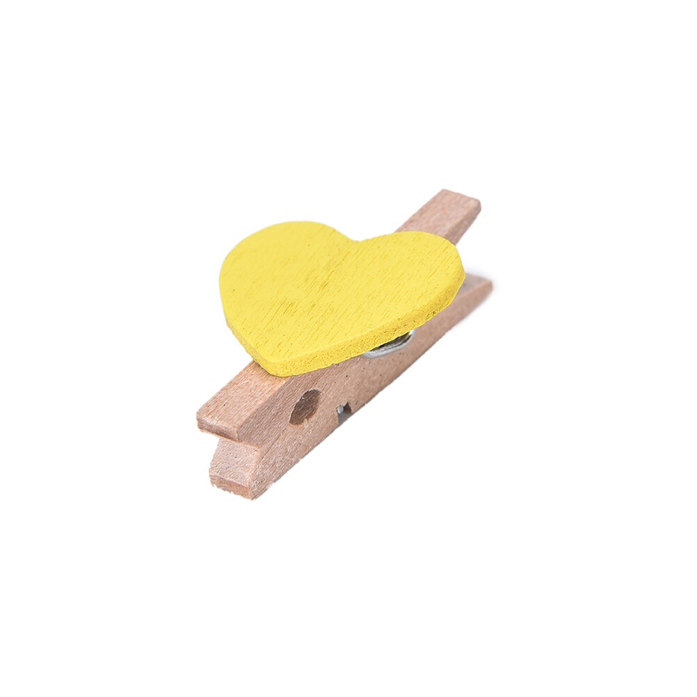 20Pcs Hart Houten Kantoorbenodigdheden Craft Clips Diy Kleding Papier Peg Wasknijper Peg Mini Hart Houten Wasknijper: yellow