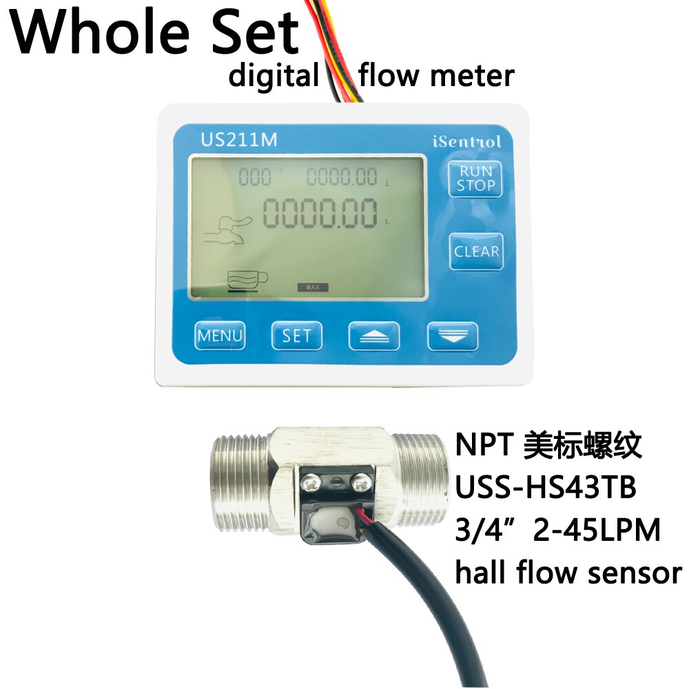 3/4" NPT Stainless Steel Hall Effect Flow Sensor – 2-45 L/min (0.53-12 GPM)