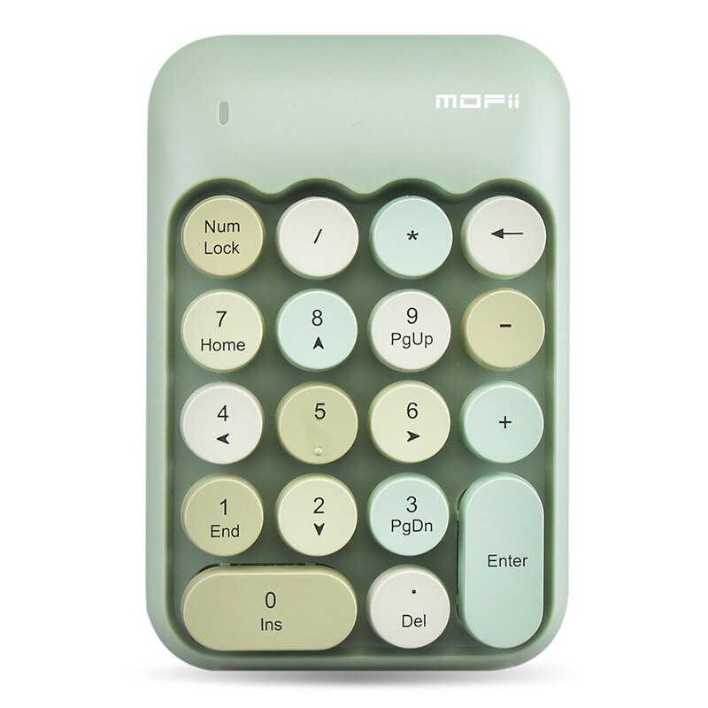 Wireless Keyboard Mouse Kit for Notebook with Free Mouse Pad 1600DPI Wireless Mouse Retro Punk Colorful 84 Round Keys Keyboard: a green Number Pad