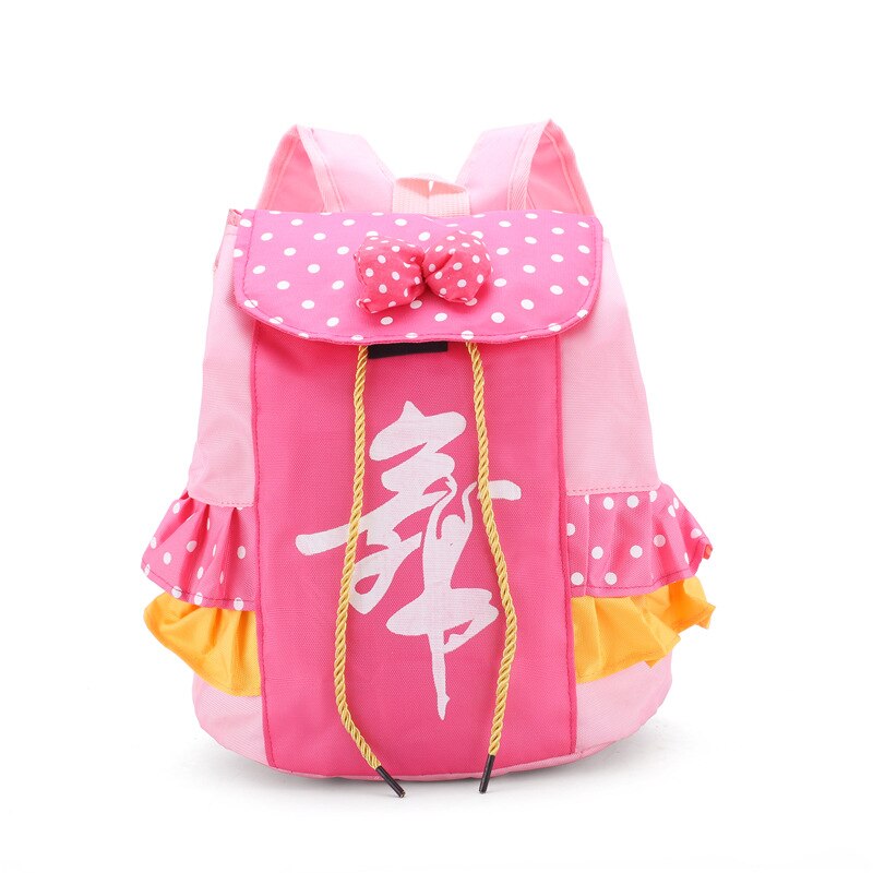 Rosa Kinder Mädchen Ballett Dance Tasche Studenten Schule Rucksack Dot Bogen Spitze Tiered Rüschen Kinder Schule Taschen Mädchen Rucksack Licht: Rose red A
