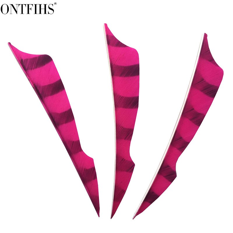 ONTFIHS RW-50 pièces 4 "rayé Double multicolore piqûre Arrrow plume Fletching pour tir à l'arc flèche accessoires Fletches plumes: Rose