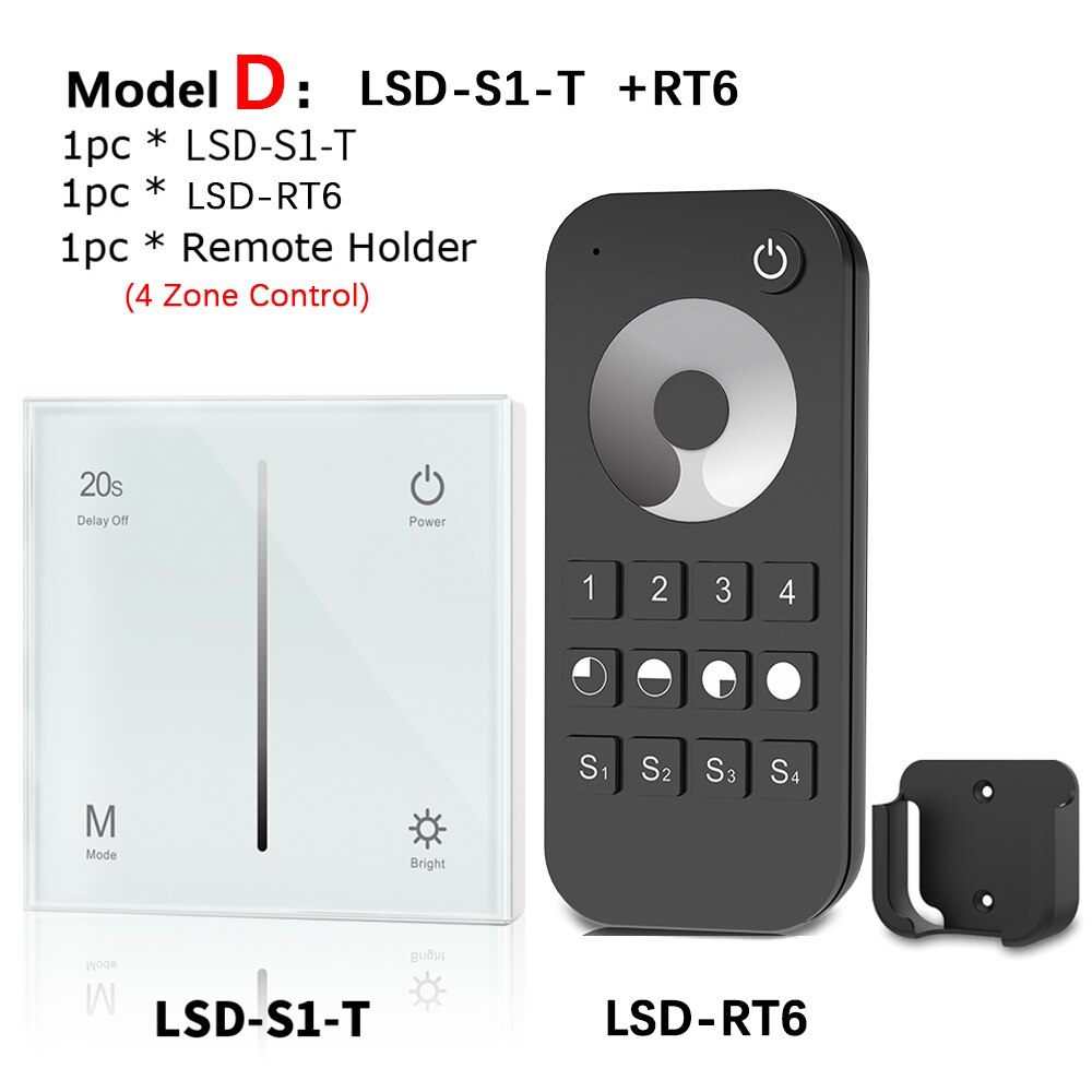 Wall Mounted Touch Panel AC Triac Dimmer 220V 230V 110V 288W Wireless RF Dimmable 2.4G Remote Controller for LED Bulb Light Lamp