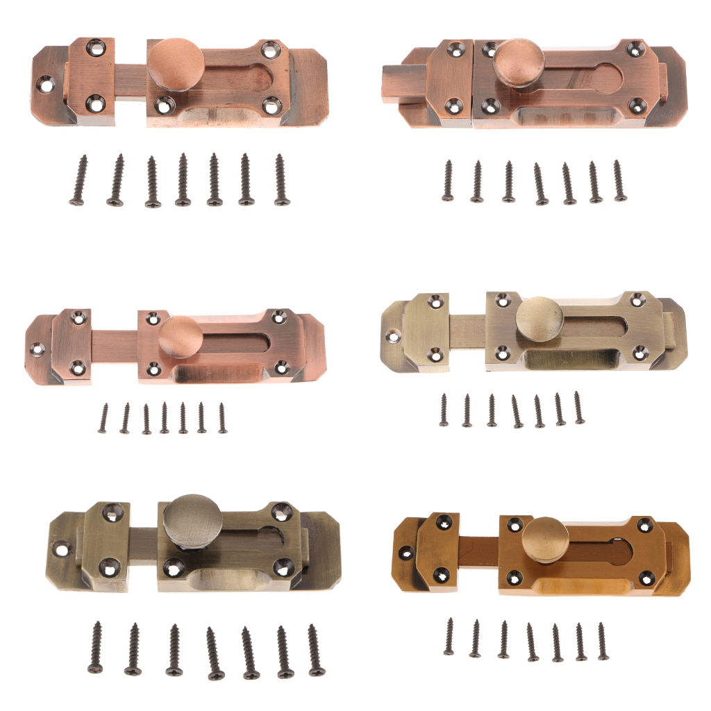Brass Windows Interior Door Slide Latch Lock Bolt Lever Barrel Indoor Garage Warehouse Gate Safety Guard Push Buckle Latches