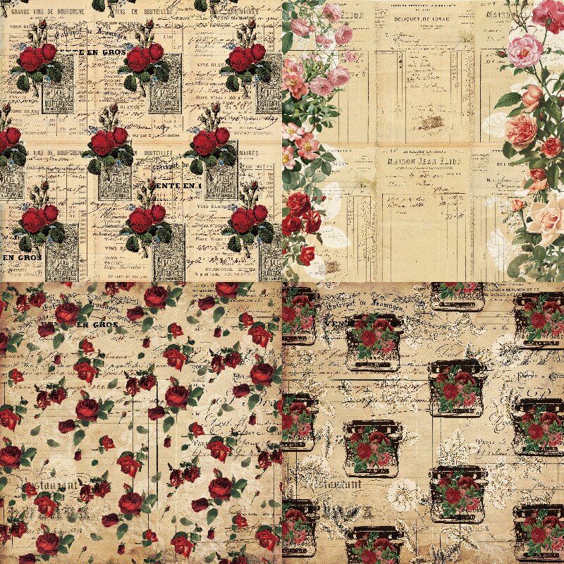 24 Sheet Vintage Butterfly Flower Craft Paper Scrapbooking Material Paper Junk Journal Decorative Paper Album Scrapbook Paper