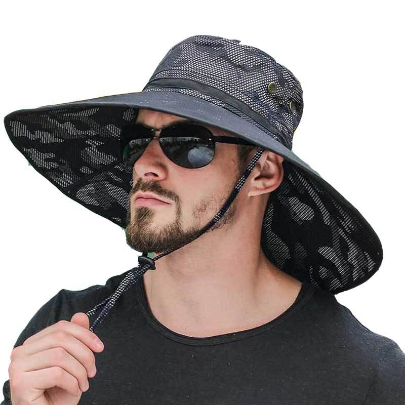 Summer Adjustable Fishing Hats for Men Sun Hat Uv Protection Fisherman Cap Outdoor Foldable Quick-Drying Tourism Unisex Wave Cap