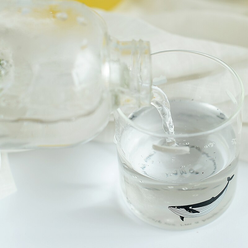 Hoogwaardige 1000 Ml Oceaan Serie Seal Walvis Seal Glas Water Fles Met Mouw Creatieve Sport Flessen Camping Fles Tour Cup