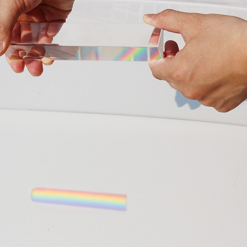 180x40mm Long Triangular Prism BK7 K9 Optical Glass Physics Teaching Refracted Light Spectrum Children with Box