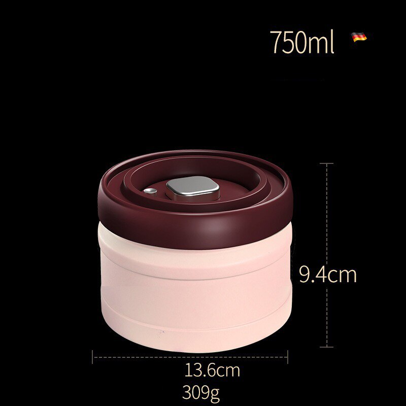 Airtight Coffee Jar Vacuum Sealed Cans Grains Candy Food Storage Container Stainless Steel Coffee Beans Powder Tea Canister Set: 750ml pink