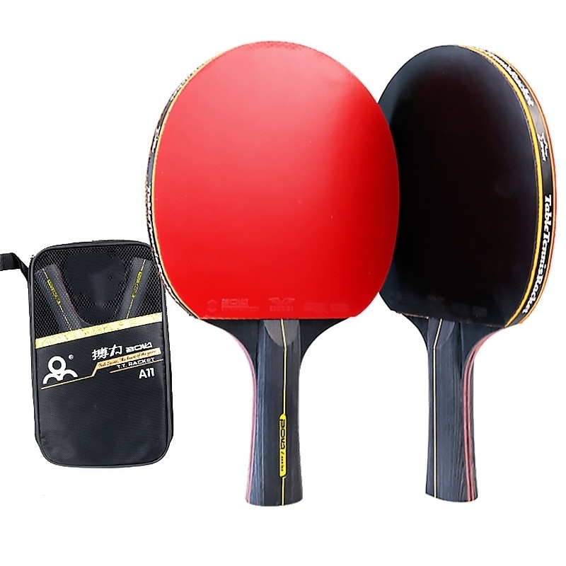 2 stk 6 stjernes ping pong racket bordtennis racket sett kviser-i gummi høy blad bat padle med bag