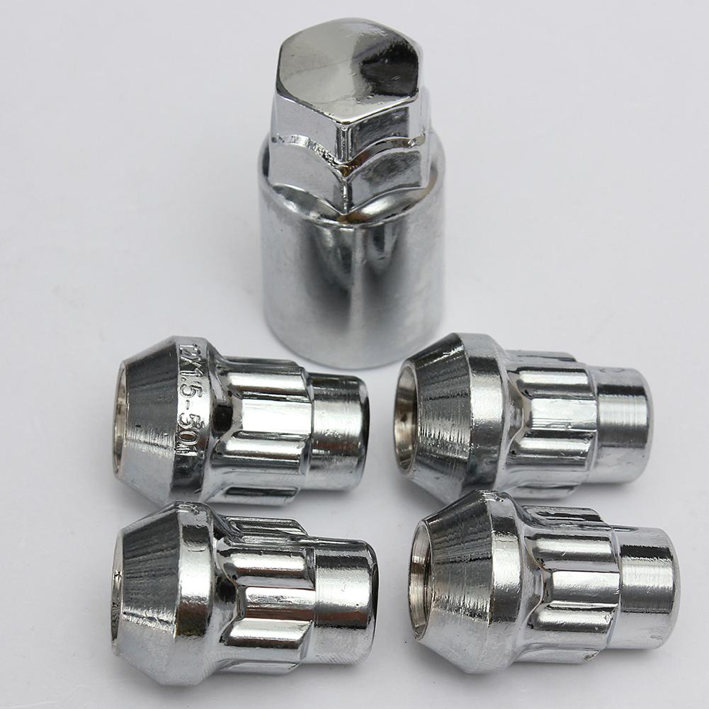 4Pcs 12x1.5mm 60 Degrees Tapered Alloy Wheel Lock Anti-theft Nuts Bolts with Key