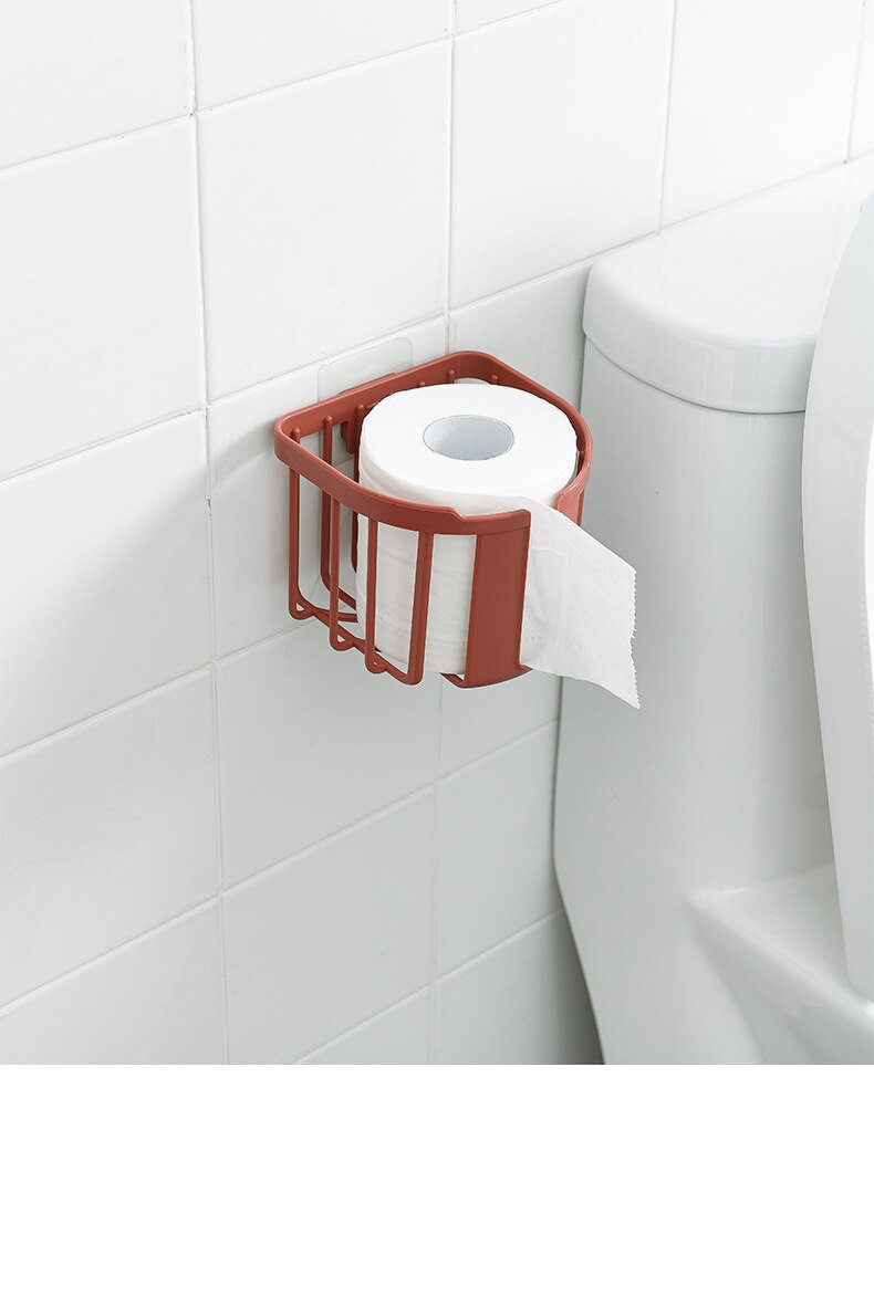 Estante de papel higiénico para baño, organizador adhesivo sin pulir, rollo de gran capacidad, soporte de extracción de papel, Rollo sin perforación