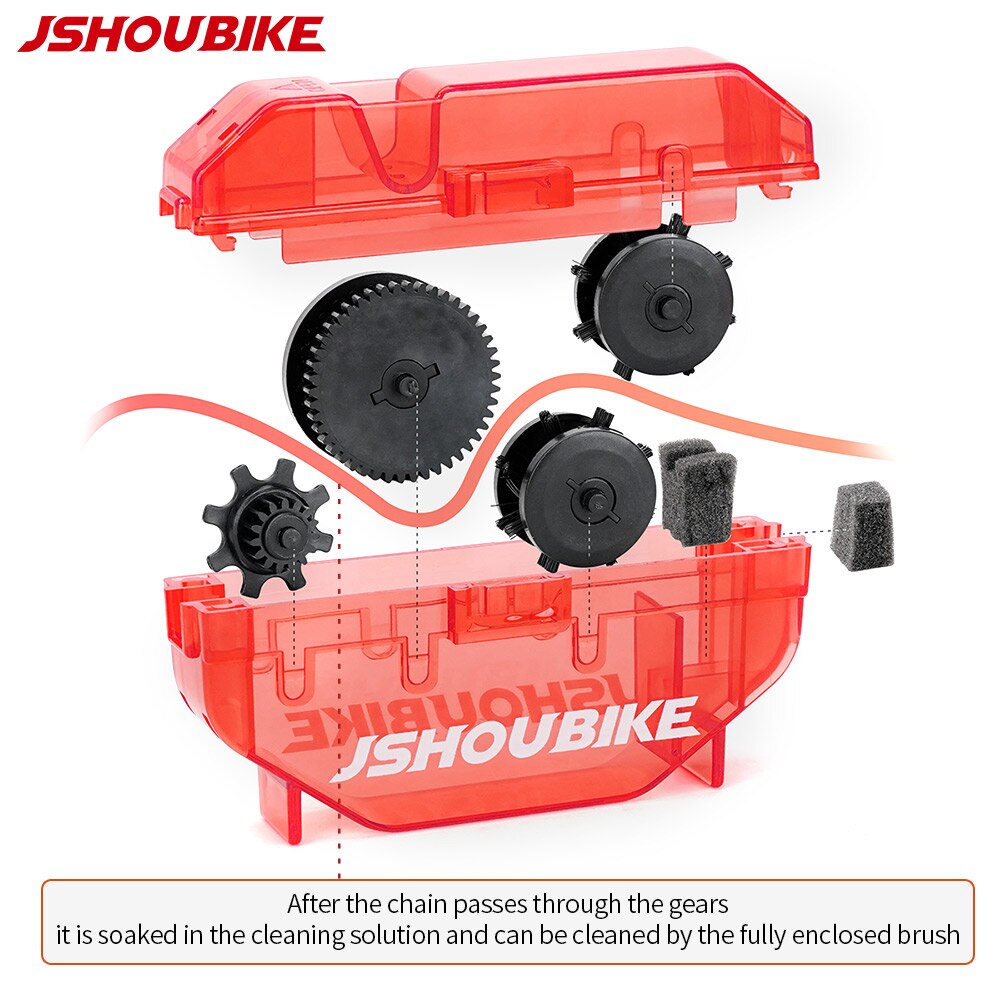 JSHOUBIKE Chain Cleaner Mountain Cycling Cleaning Kit Portable Bicycle Chain Cleaner Bike Brushes Scrubber Wash Tool Accessories
