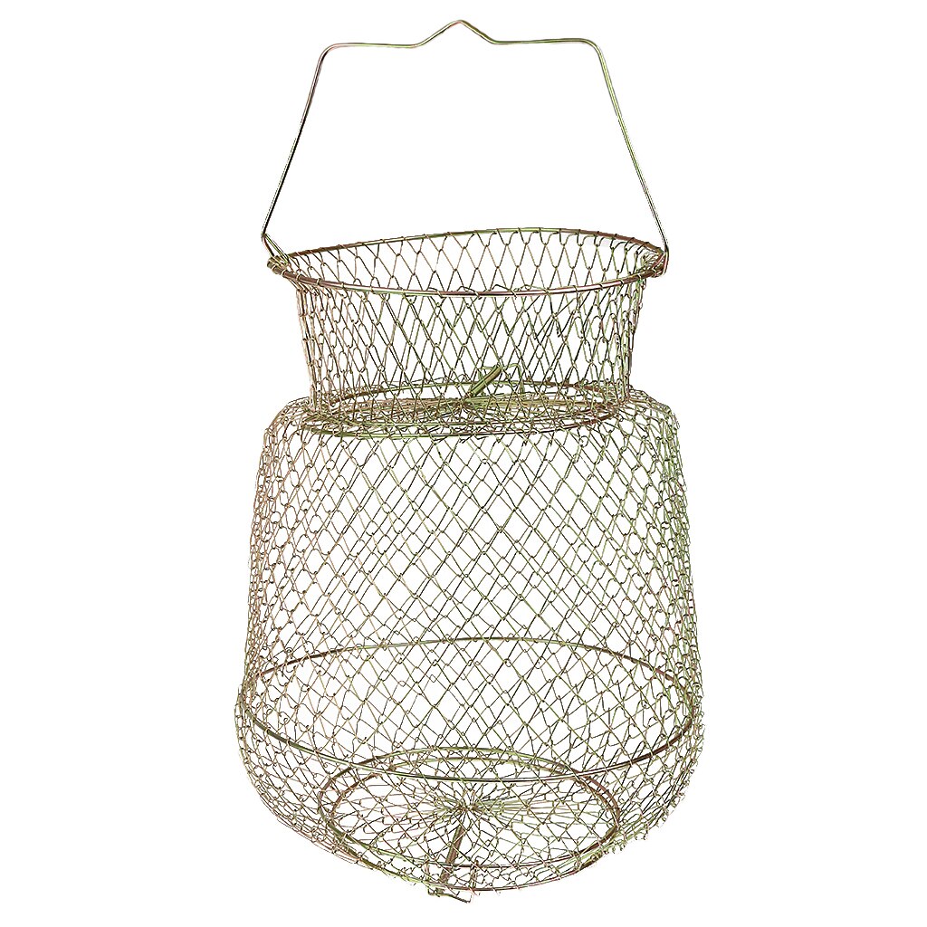 1pcs Fishing Net Round Steel Wire Basket Fish Lobster Prawn Cage Creel: 25 cm
