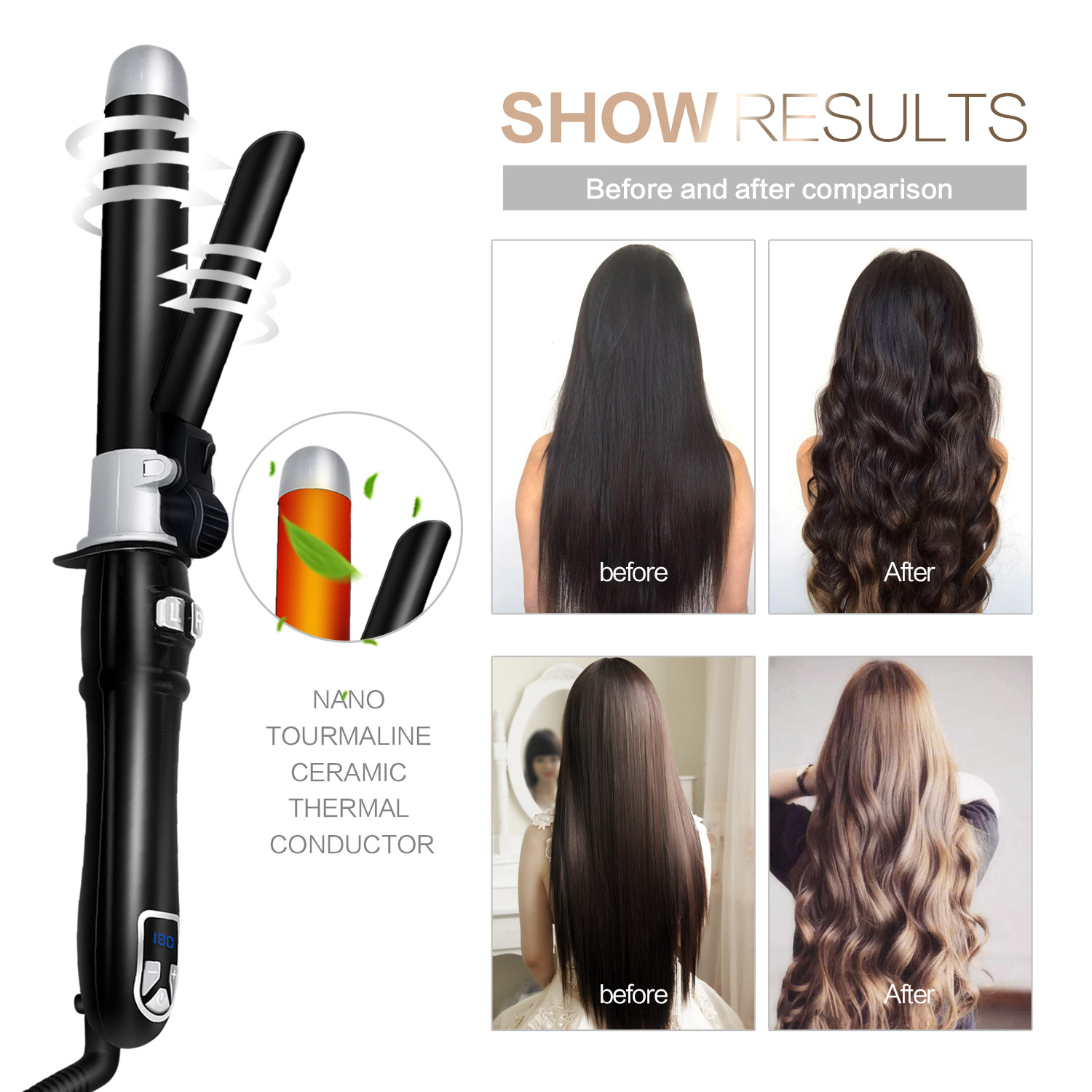 Plancha rizadora de pelo, máquina rizadora de pelo, utensilios de peluquería de cerámica varita mágica de rizado, rizador de pelo
